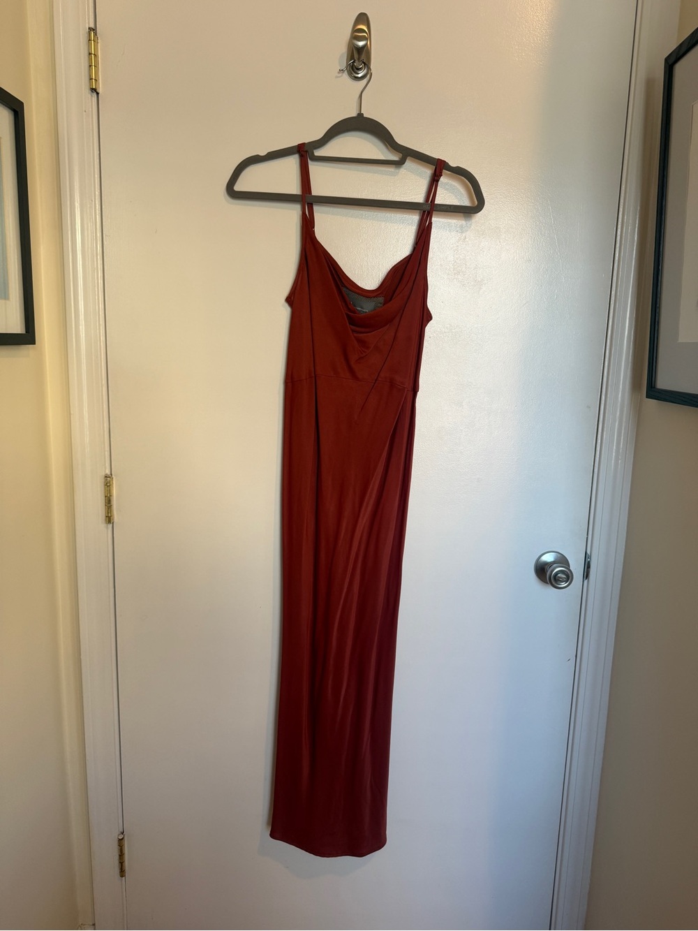 Anthropologie Rust Red Midi Slip Dress